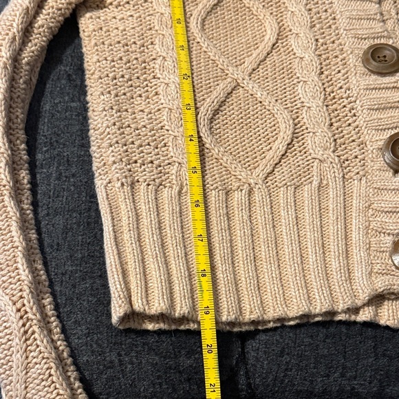 Women's Cream Cable Knit Hooded Sweater - Picture 7 of 7